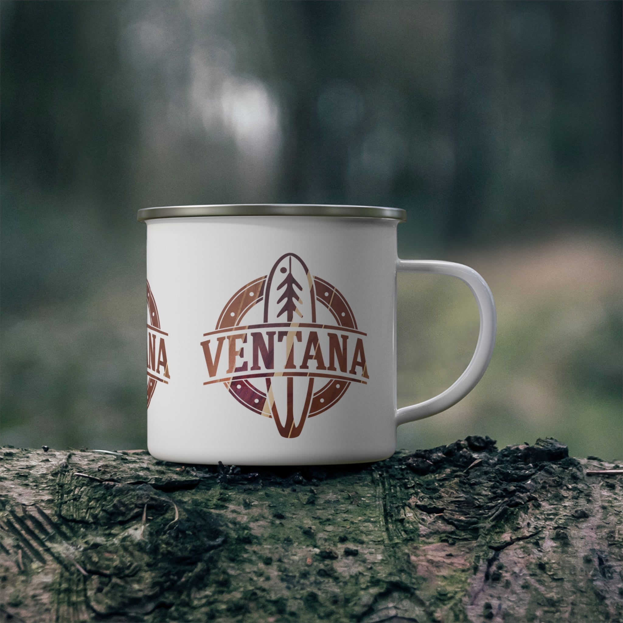 Ventana Treefish Logo Enamel Camping Mug (12oz, Small)