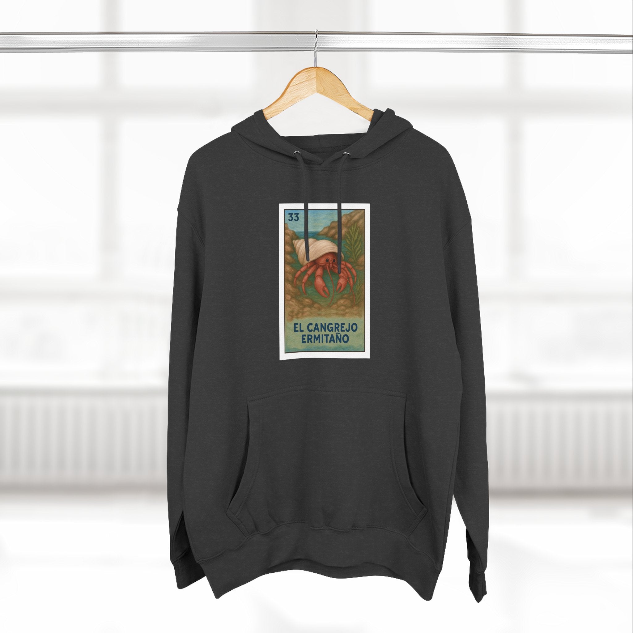 Hermit Crab Lotería Unisex - Pull-Over Cotton Blend Fleece Hoodie (El Cangrejo Ermitaño)