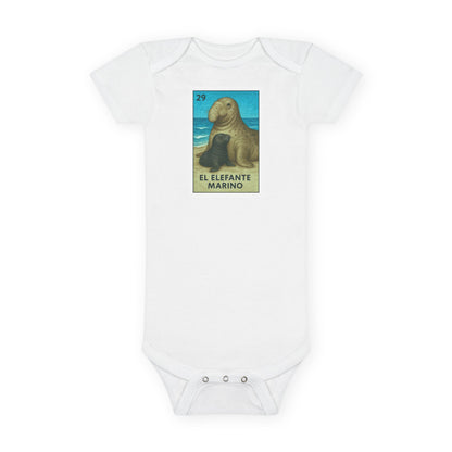 Elephant Seal Lotería baby cotton onesie image 3