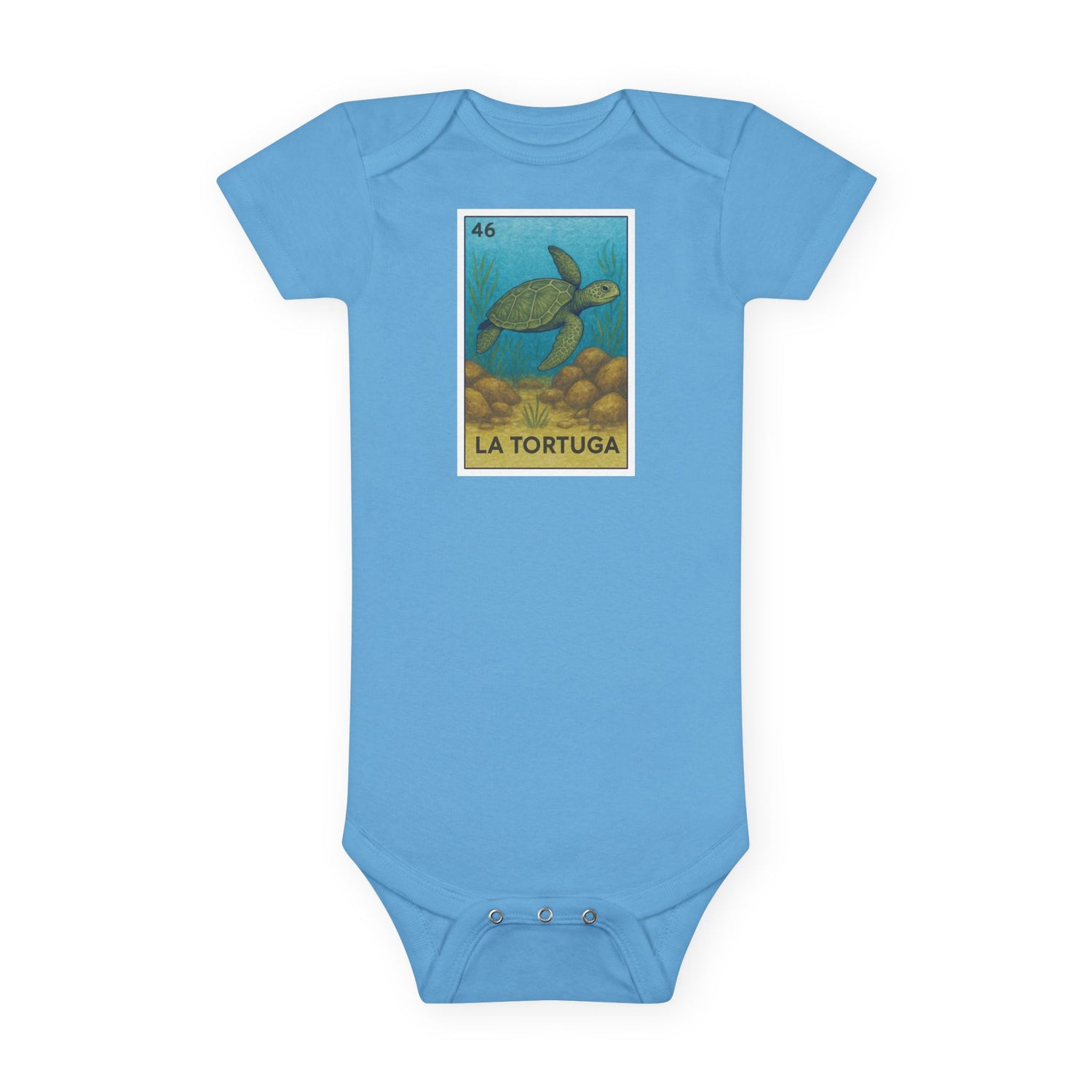 Turtle Lotería baby cotton onesie image 1