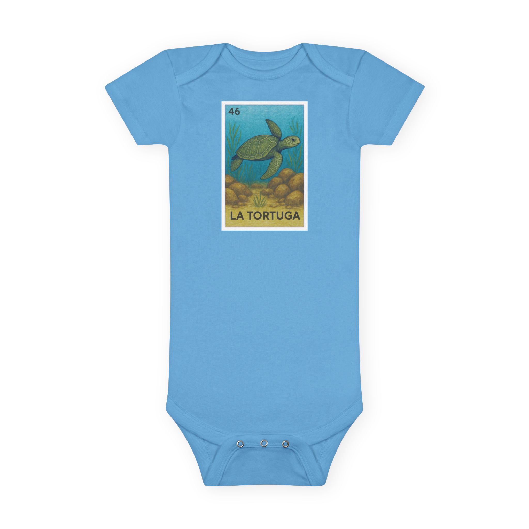 Turtle Lotería baby cotton onesie image 1