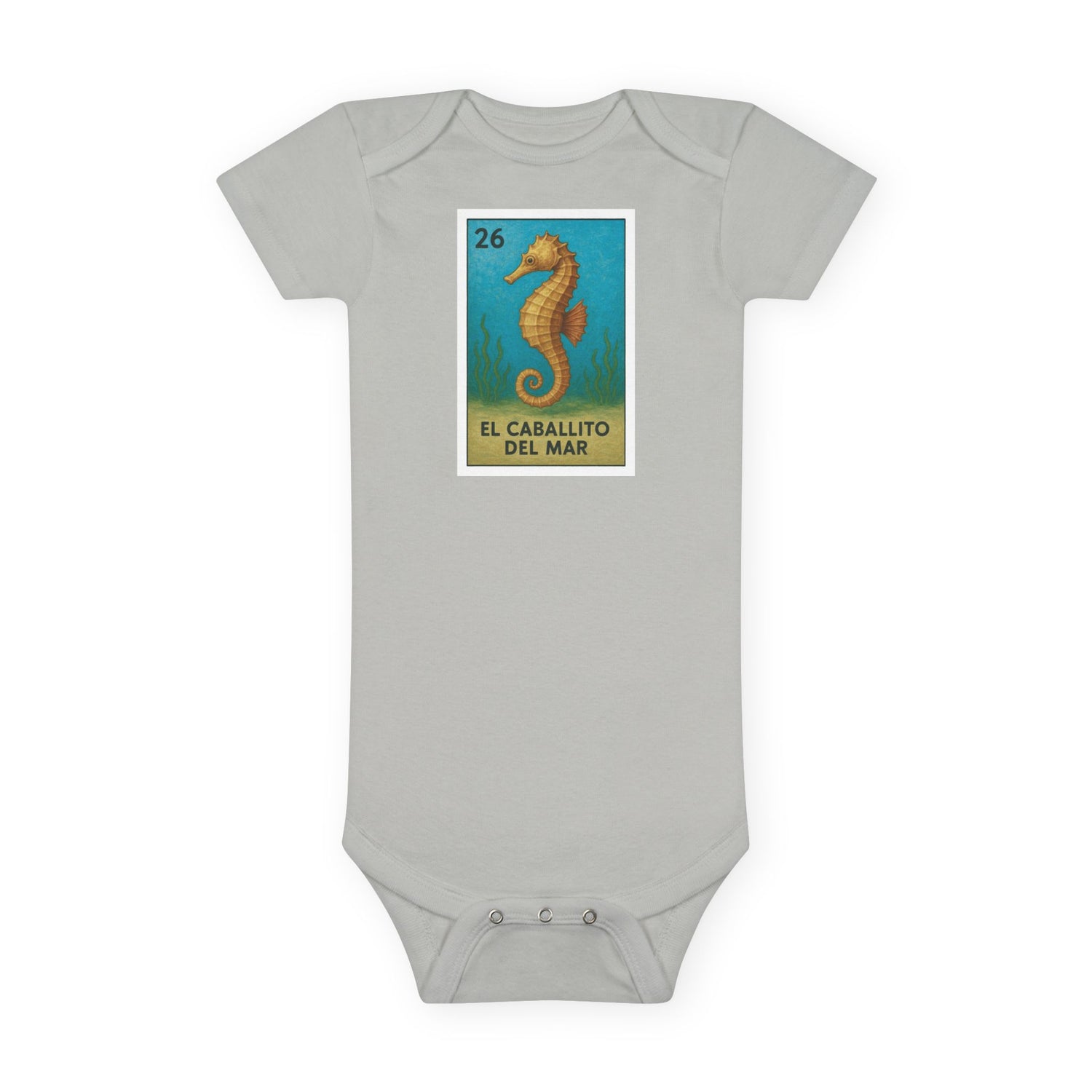 Seahorse Lotería baby cotton onesie image 4