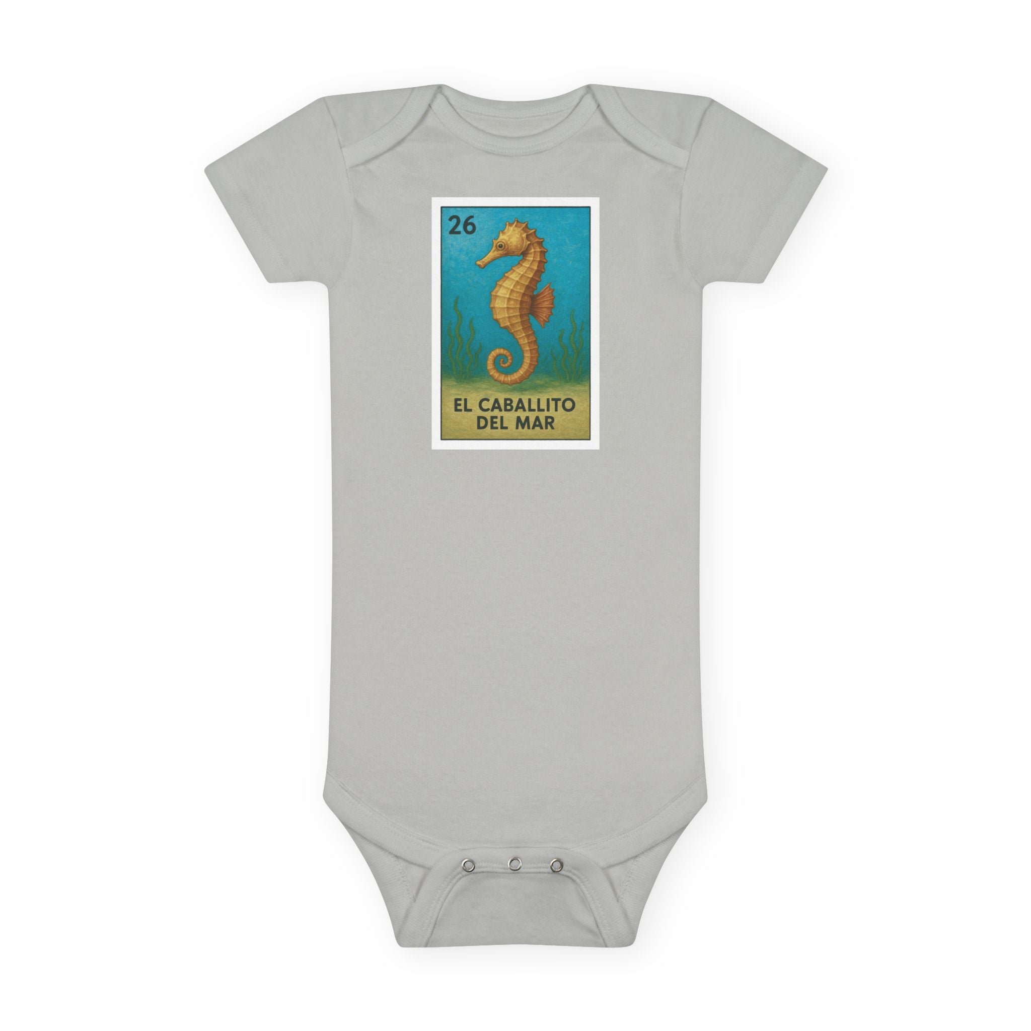 Seahorse Lotería baby cotton onesie image 4