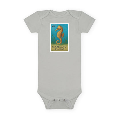 Seahorse Lotería baby cotton onesie image 4