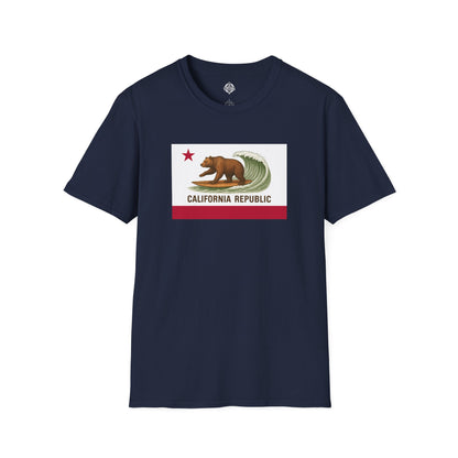 California Surfing Bear Flag Unisex - Soft Style U.S. Cotton T-Shirt