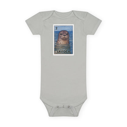 Seal Lotería baby cotton onesie image 4