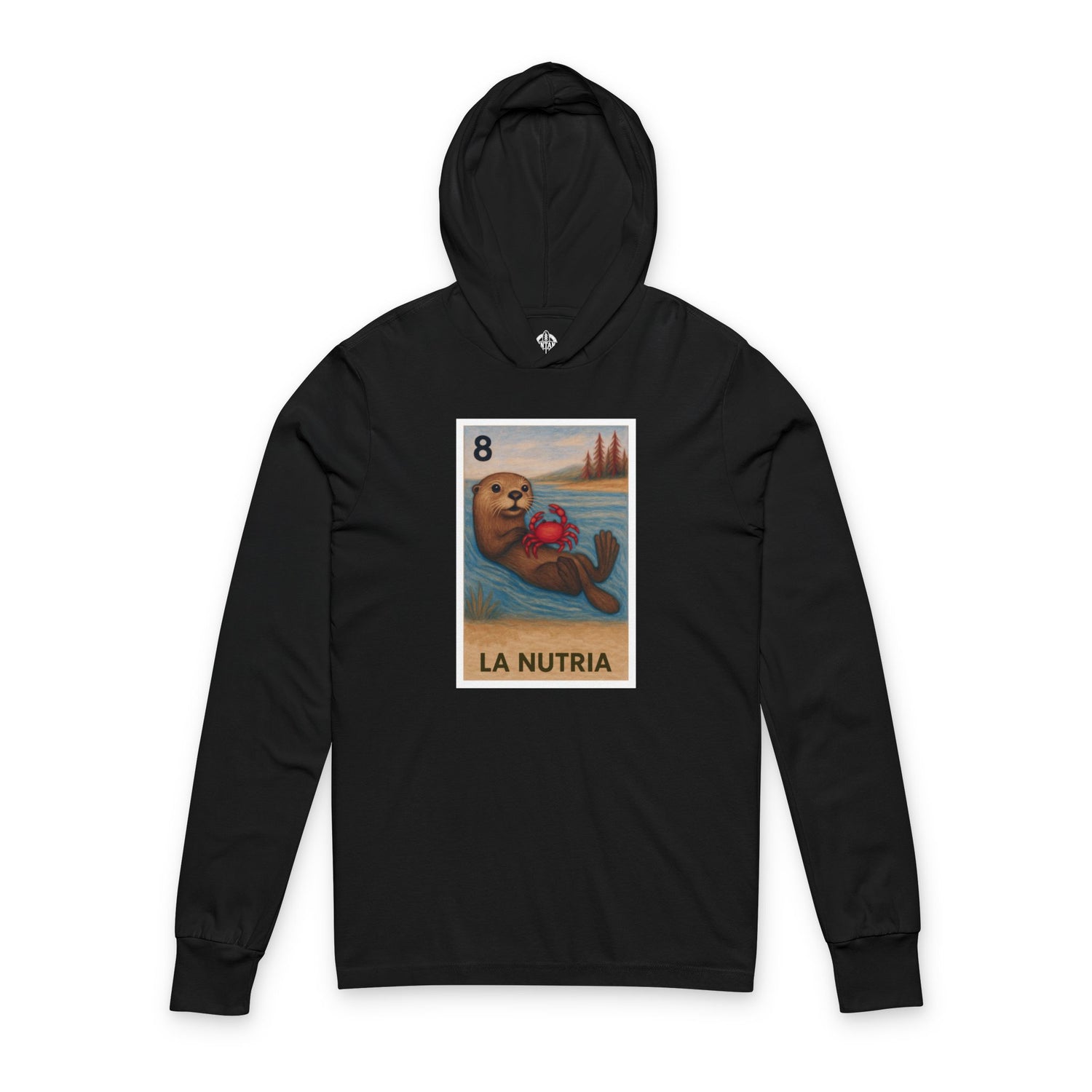 Sea Otter Lotería Unisex - Cotton Hooded Long Sleeve Hooded T-Shirt (La Nutria)