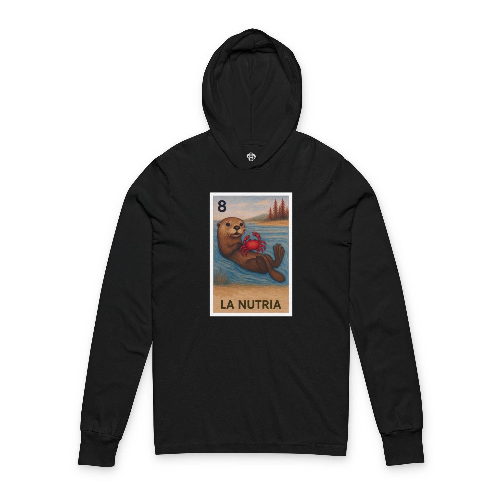 Sea Otter Lotería Unisex - Cotton Hooded Long Sleeve Hooded T-Shirt (La Nutria)