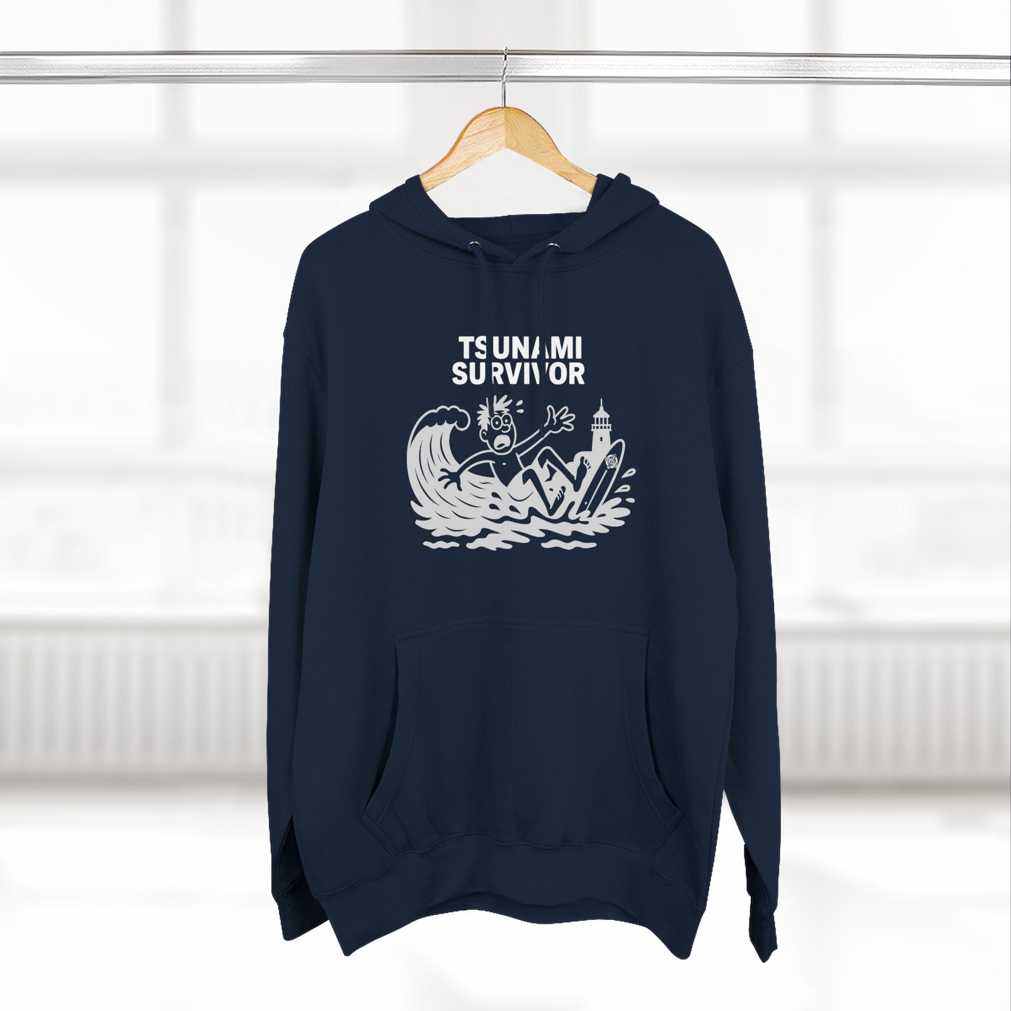 Tsunami Survivor Unisex - Pull-Over Cotton Blend Fleece Hoodie
