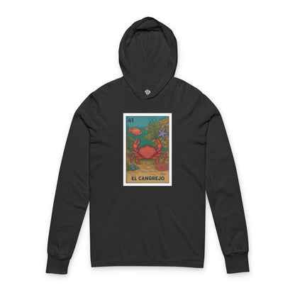 Crab Lotería cotton hooded long sleeve t-shirt image 5