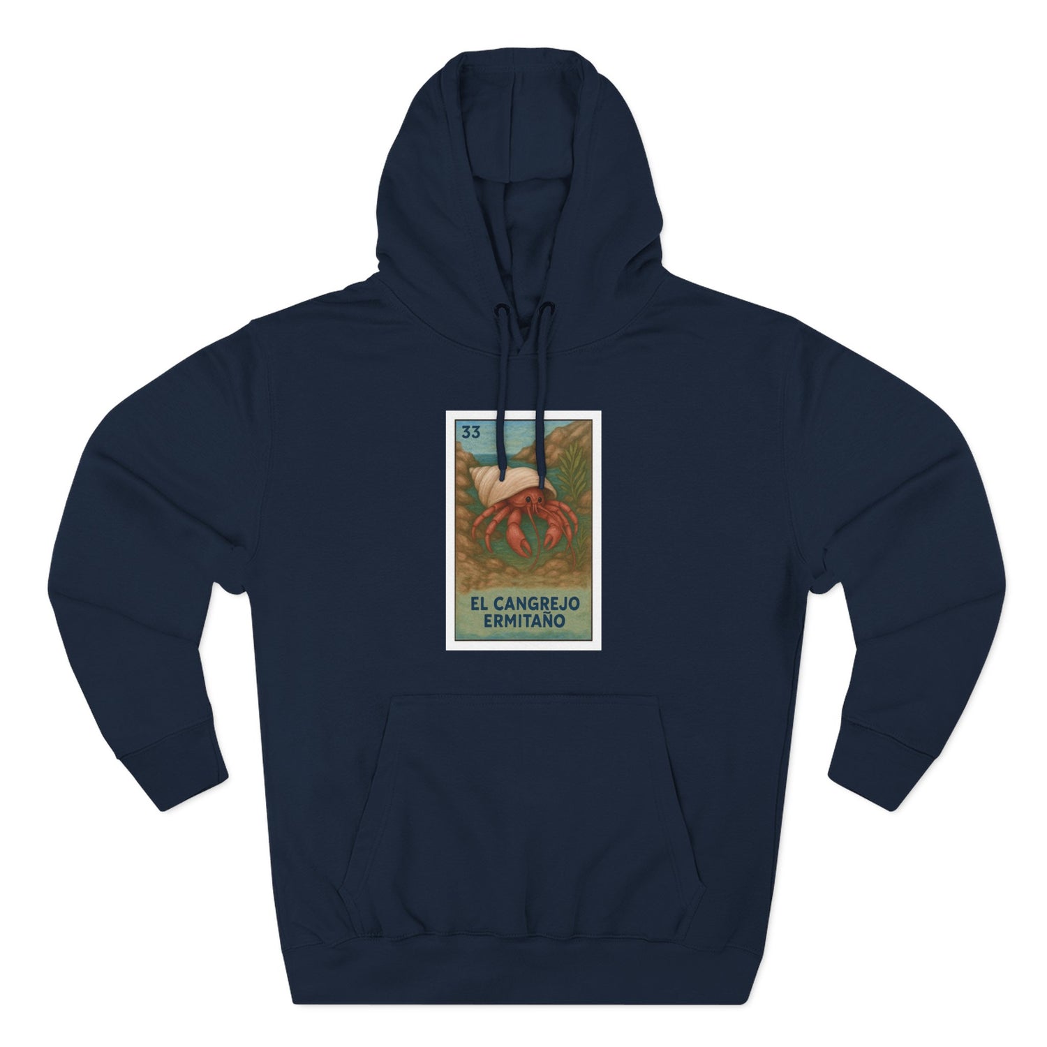 Hermit Crab Lotería Unisex - Pull-Over Cotton Blend Fleece Hoodie (El Cangrejo Ermitaño)