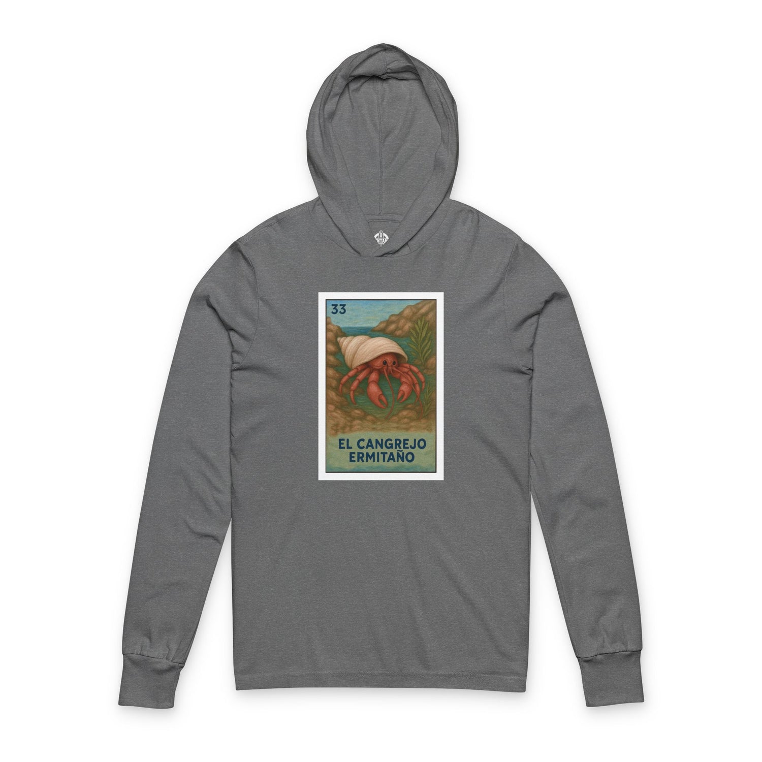 Hermit Crab Lotería cotton hooded long sleeve t-shirt image 2