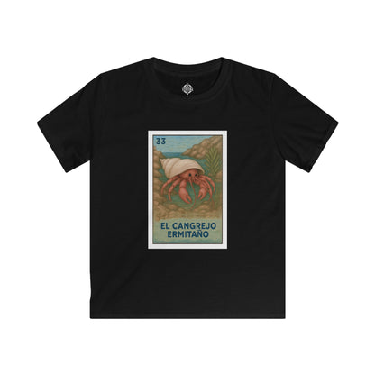 Hermit Crab Lotería Kids - Soft Style U.S. Cotton T-Shirt (El Cangrejo Ermitaño)