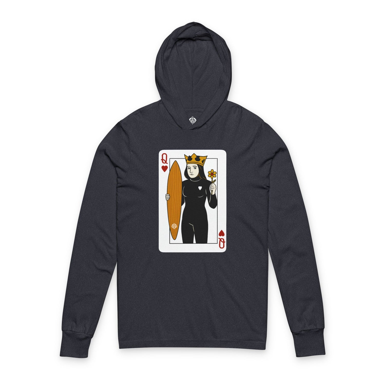 Queen of Hearts Surfer cotton hooded long sleeve t-shirt image 1