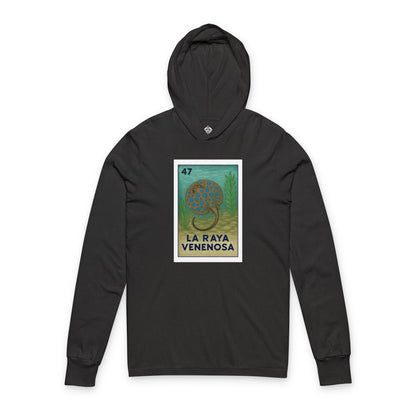Stingray Lotería cotton hooded long sleeve t-shirt image 5