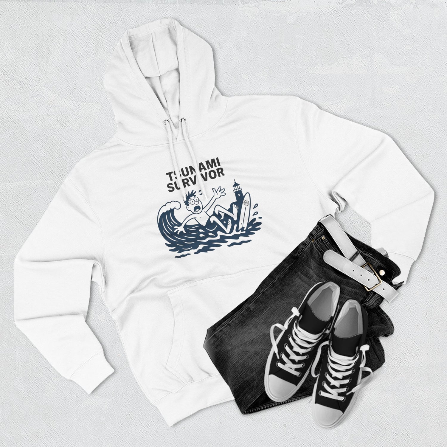 Tsunami Survivor Unisex - Pull-Over Cotton Blend Fleece Hoodie
