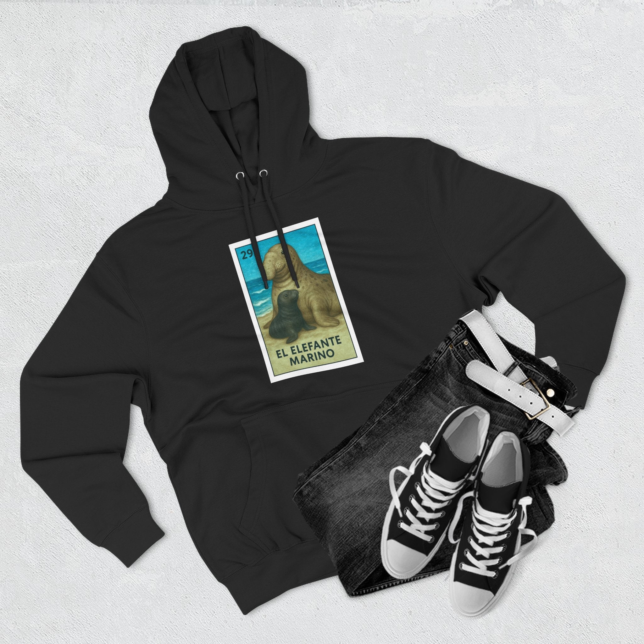 Elephant Seal Lotería Fleece Hoodie