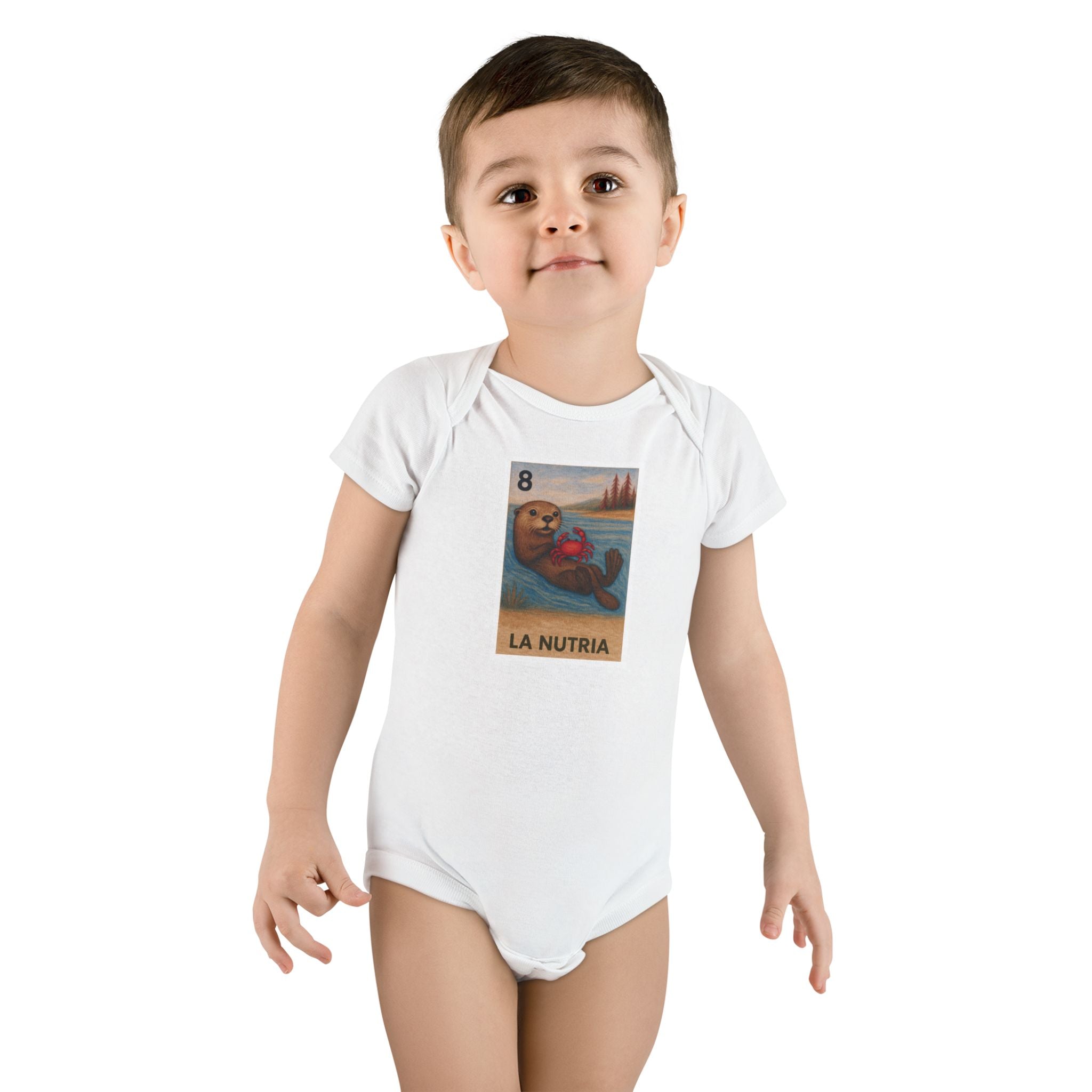 Sea Otter Lotería baby cotton onesie image 6