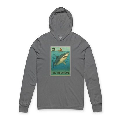 Shark Lotería cotton hooded long sleeve t-shirt image 2