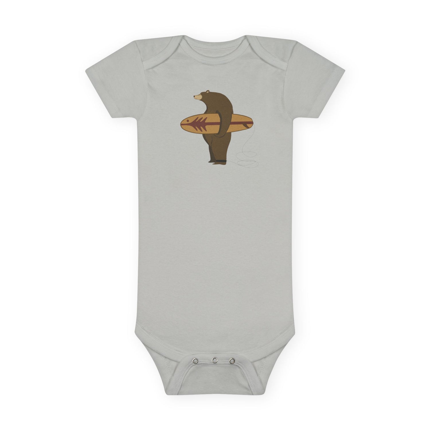 Surfing Grizzly Bear by Fabian Lavater baby cotton onesie image 4