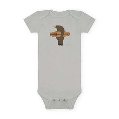 Surfing Grizzly Bear by Fabian Lavater baby cotton onesie image 4