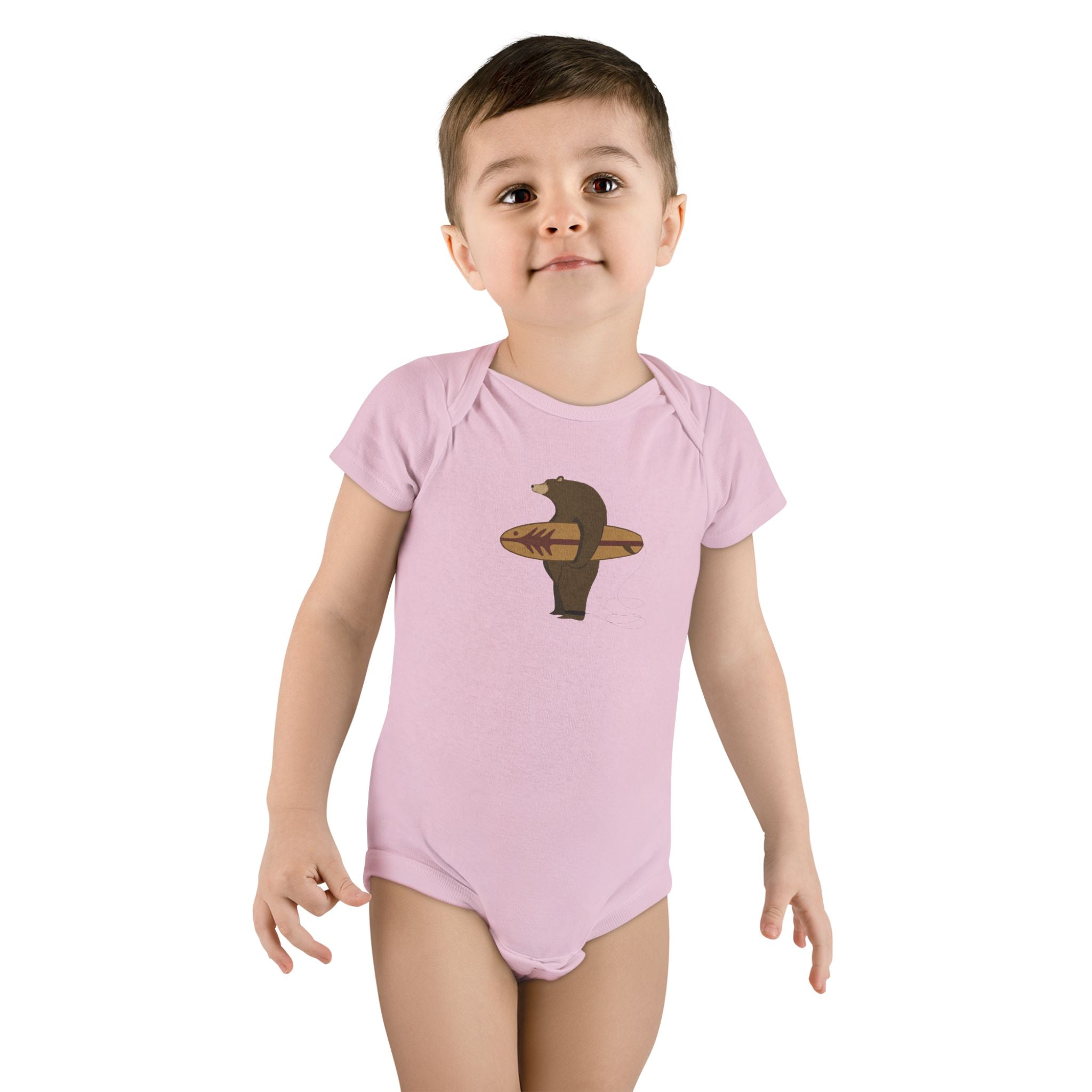 Surfing Grizzly Bear by Fabian Lavater baby cotton onesie image 15