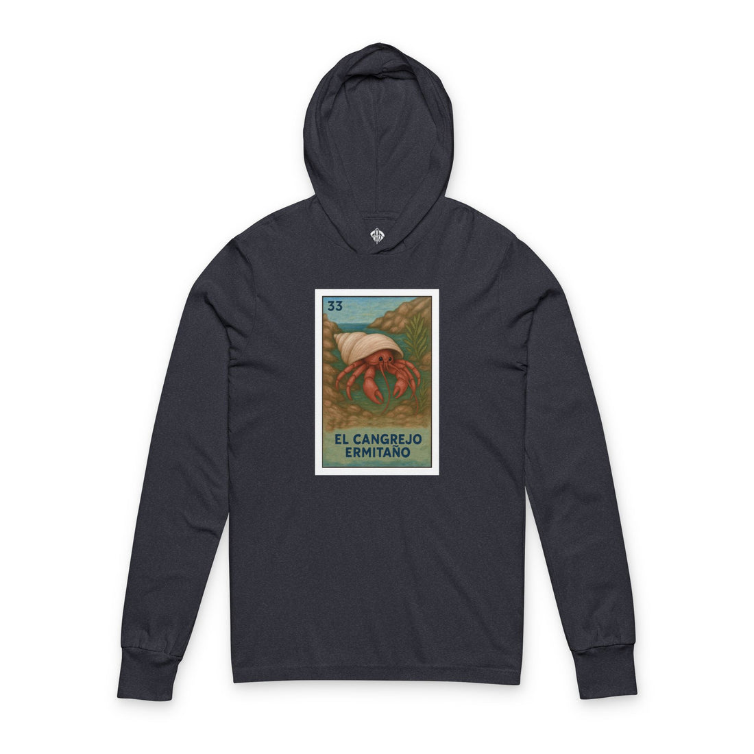 Hermit Crab Lotería Unisex - Cotton Hooded Long Sleeve Hooded T-Shirt (El Cangrejo Ermitaño)