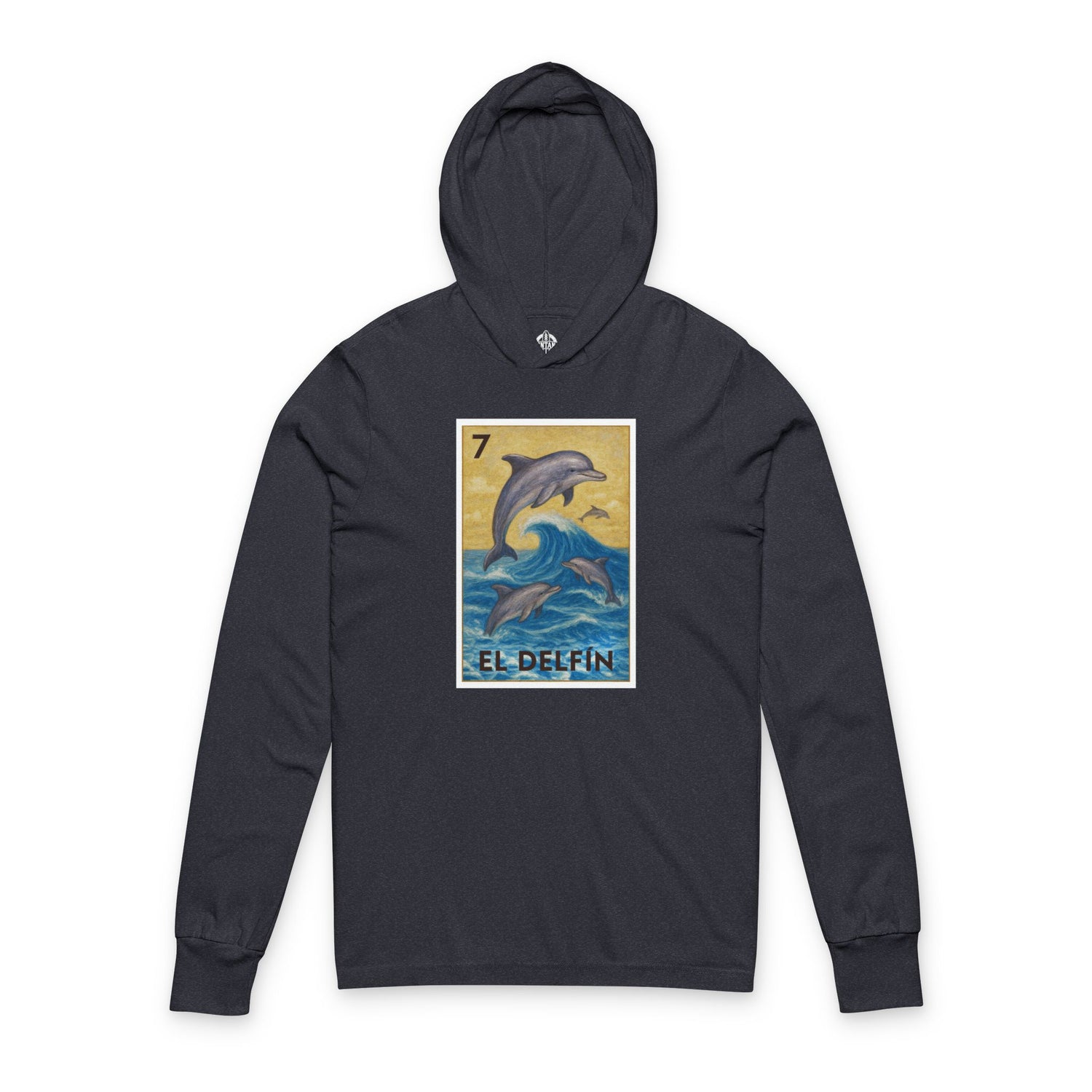 Dolphin Lotería cotton hooded long sleeve t-shirt image 1