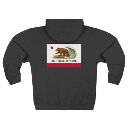 California Surfing Bear Flag zip fleece hoodie image 7