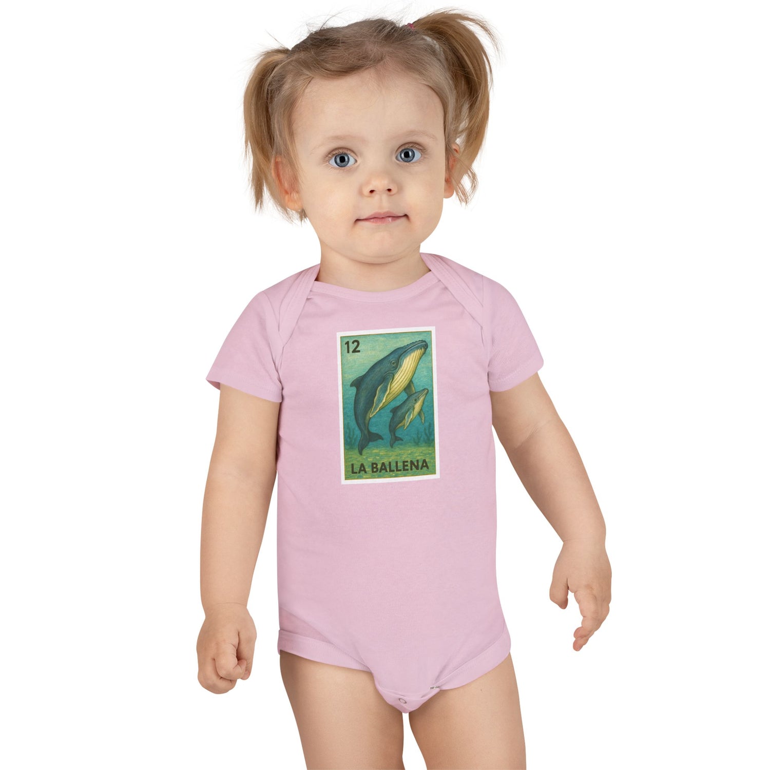 Whale Lotería baby cotton onesie image 16
