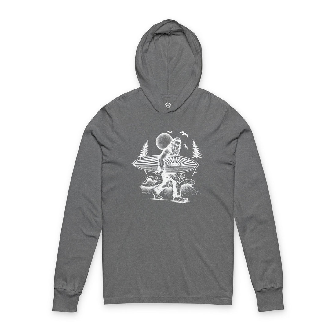 Ventana Surfsquatch by Thiago Bianchini Unisex - Cotton Long Sleeve Hooded T-Shirt