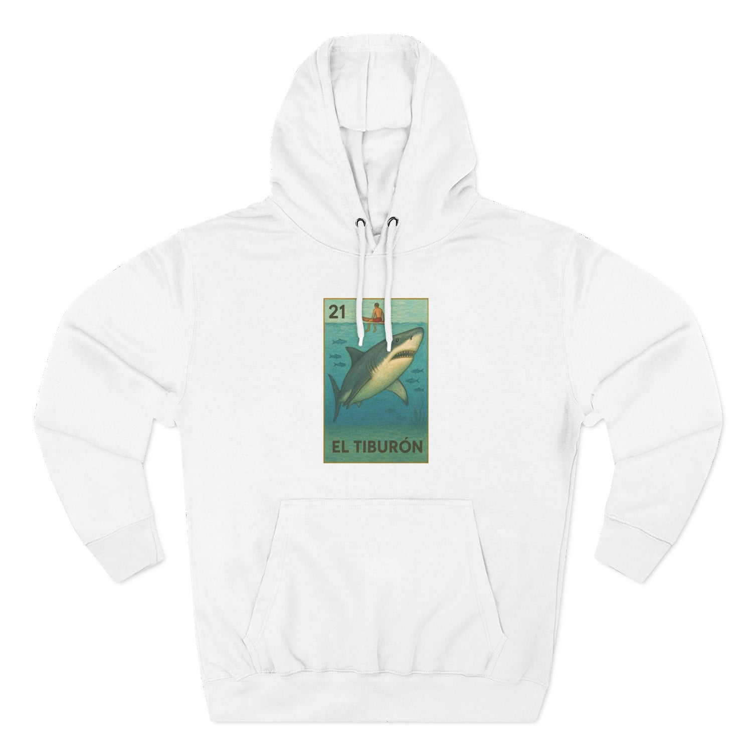 Shark Lotería Unisex - Pull-Over Cotton Blend Fleece Hoodie (El Tiburón)