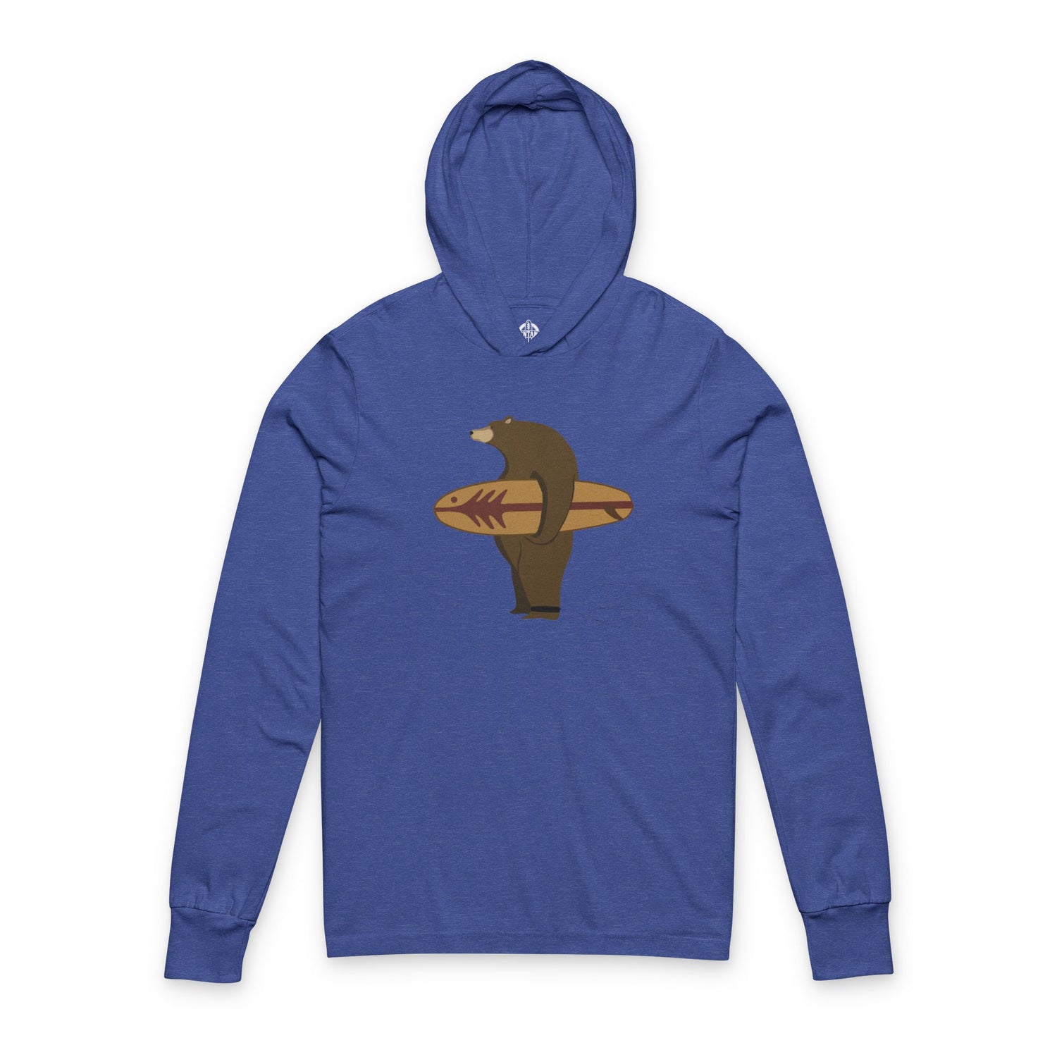 Surfing Grizzly Bear by Fabian Lavater cotton hooded long sleeve t-shirt image 6