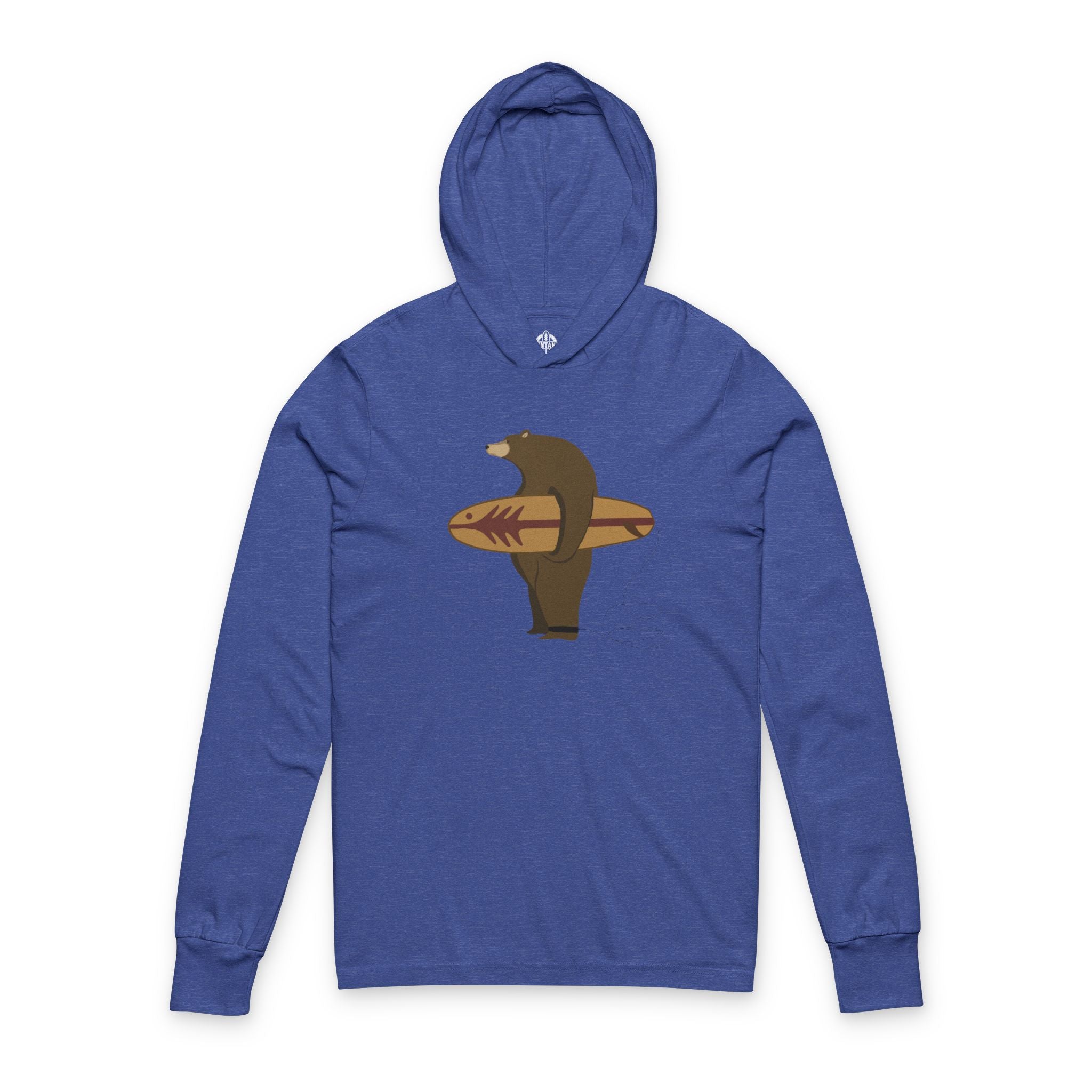 Surfing Grizzly Bear by Fabian Lavater cotton hooded long sleeve t-shirt image 6
