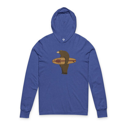 Surfing Grizzly Bear by Fabian Lavater cotton hooded long sleeve t-shirt image 6