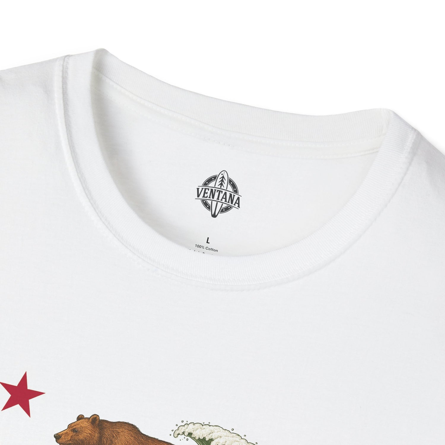 California Surfing Bear Flag Unisex - Soft Style U.S. Cotton T-Shirt