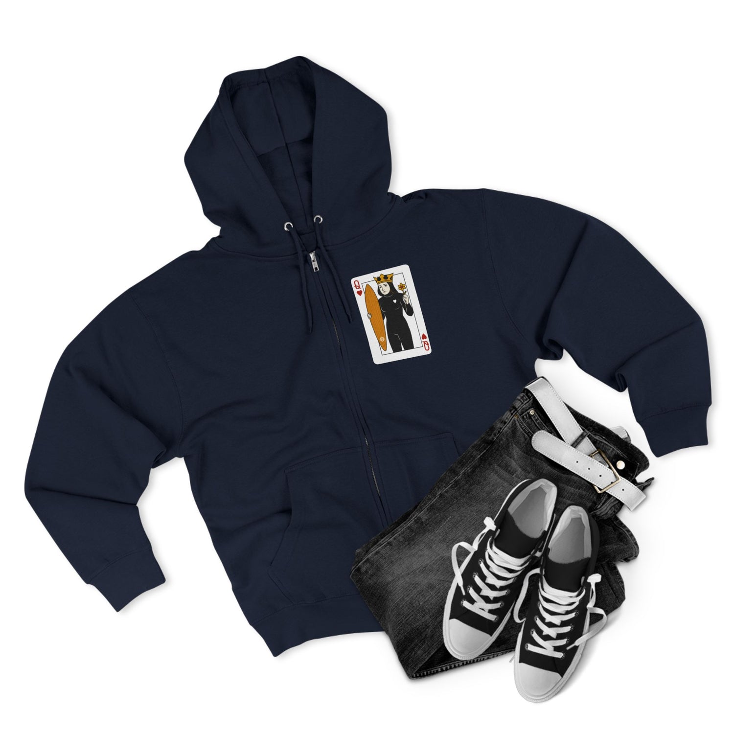 Queen of Hearts Surfer Zip Hoodie