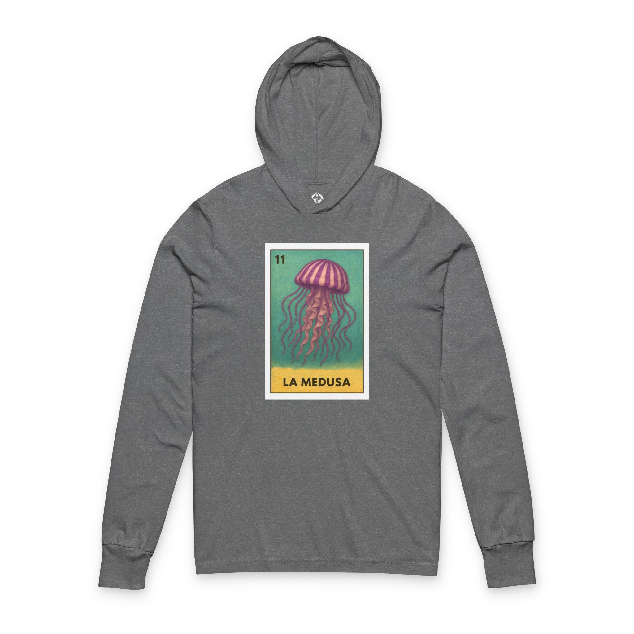Sea Jelly Lotería cotton hooded long sleeve t-shirt image 2