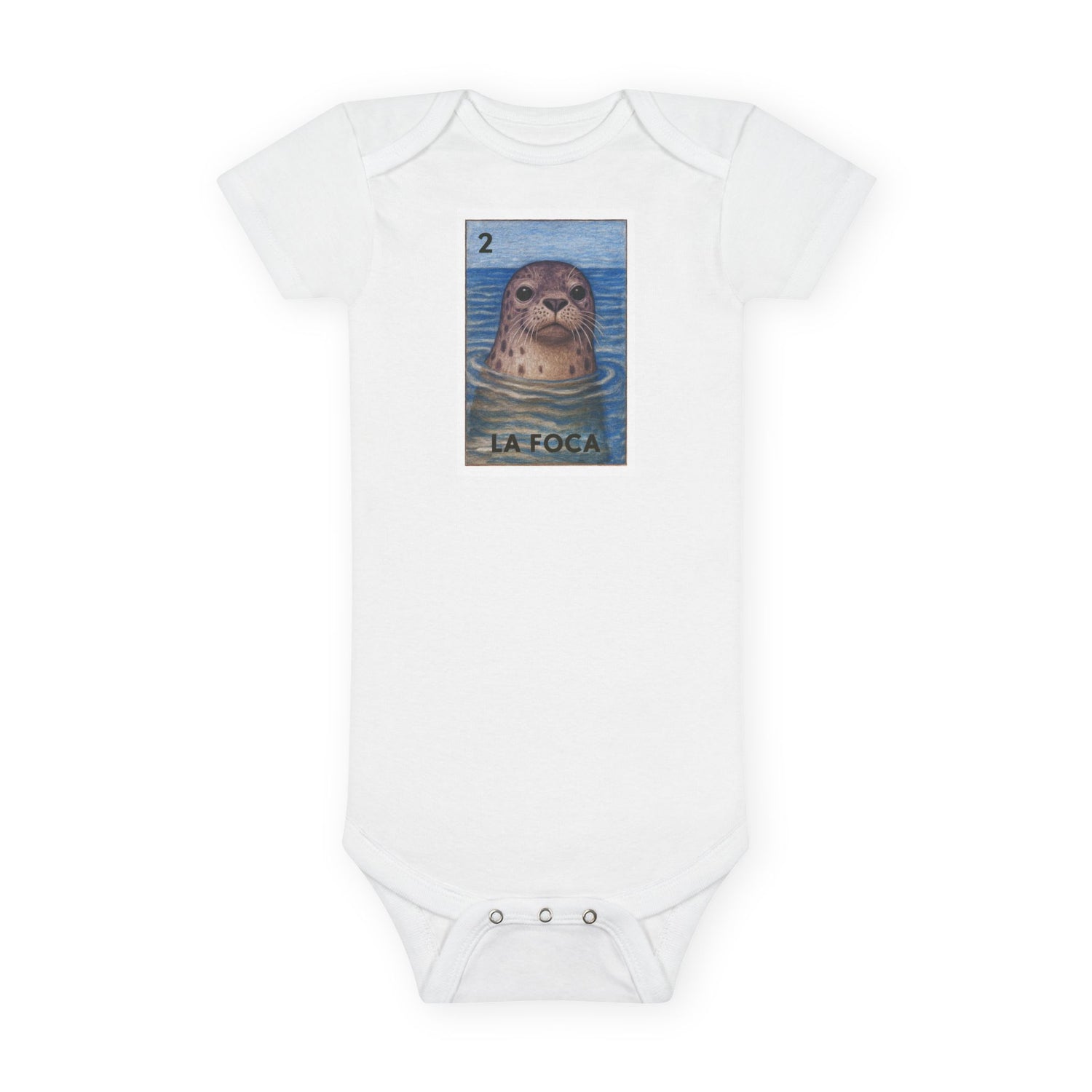Seal Lotería baby cotton onesie image 3