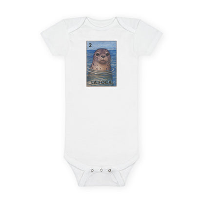 Seal Lotería baby cotton onesie image 3