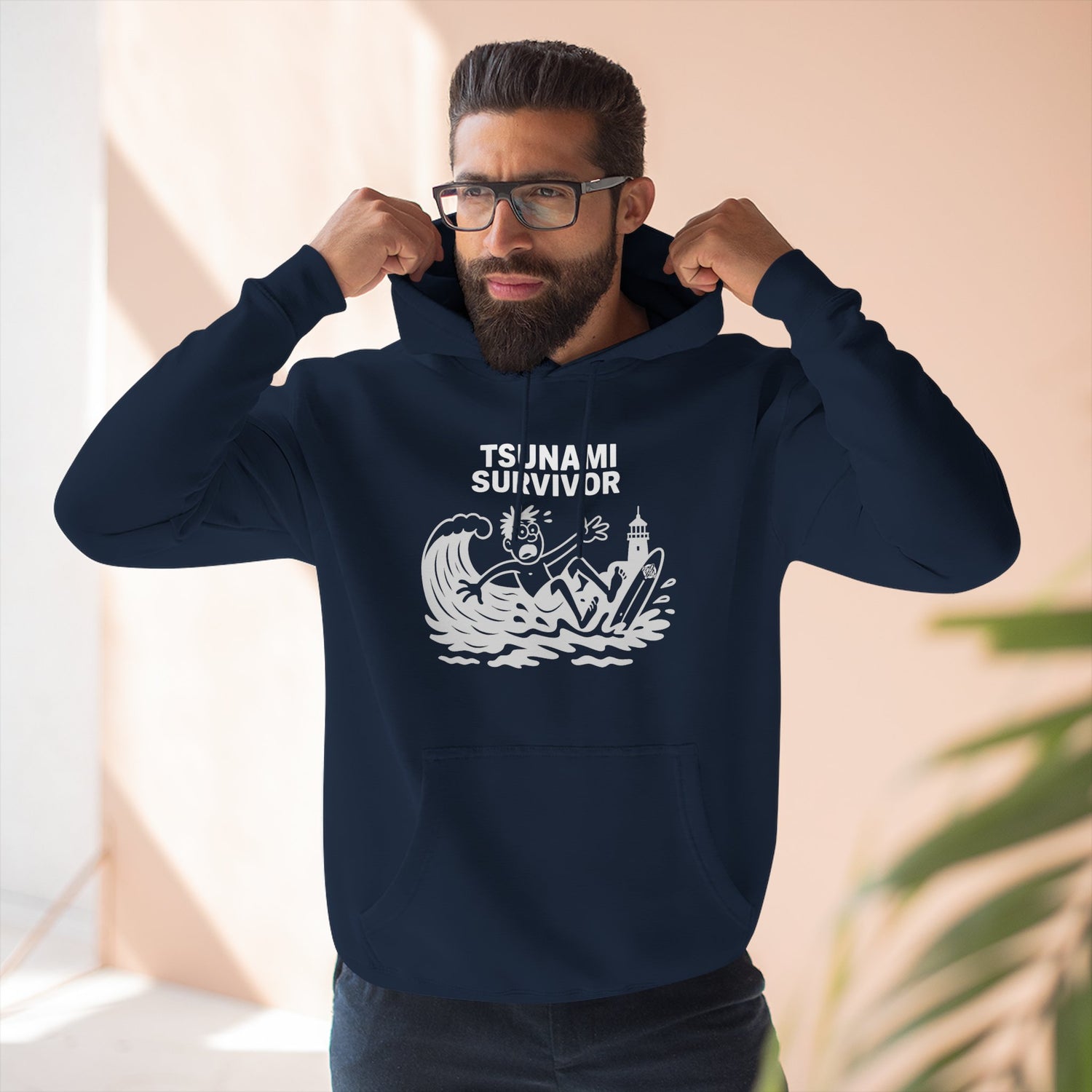 Tsunami Survivor Unisex - Pull-Over Cotton Blend Fleece Hoodie