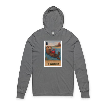 Sea Otter Lotería Unisex - Cotton Hooded Long Sleeve Hooded T-Shirt (La Nutria)