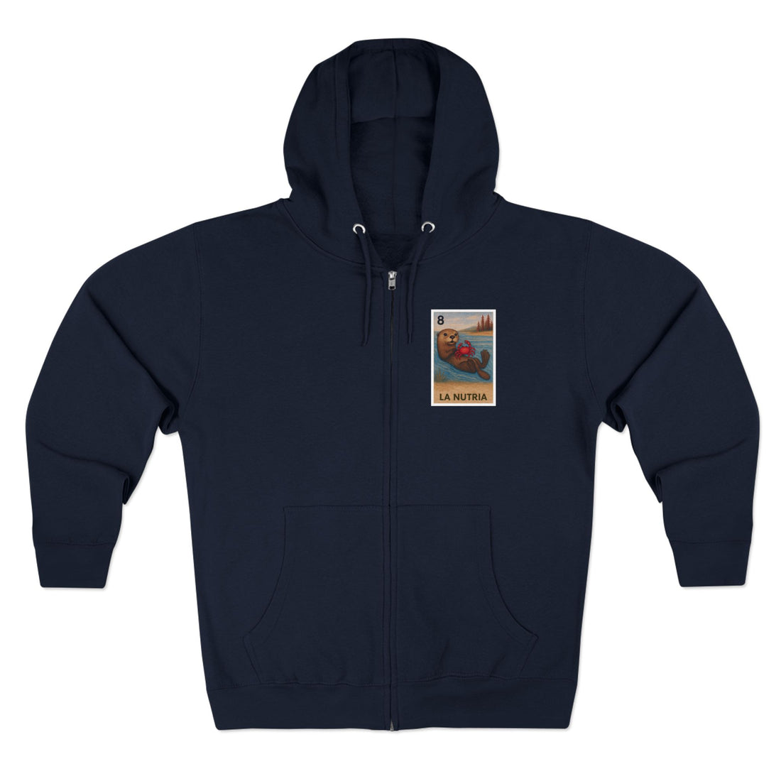Sea Otter Lotería Unisex - Zip Cotton Blend Fleece Hoodie (La Nutria)