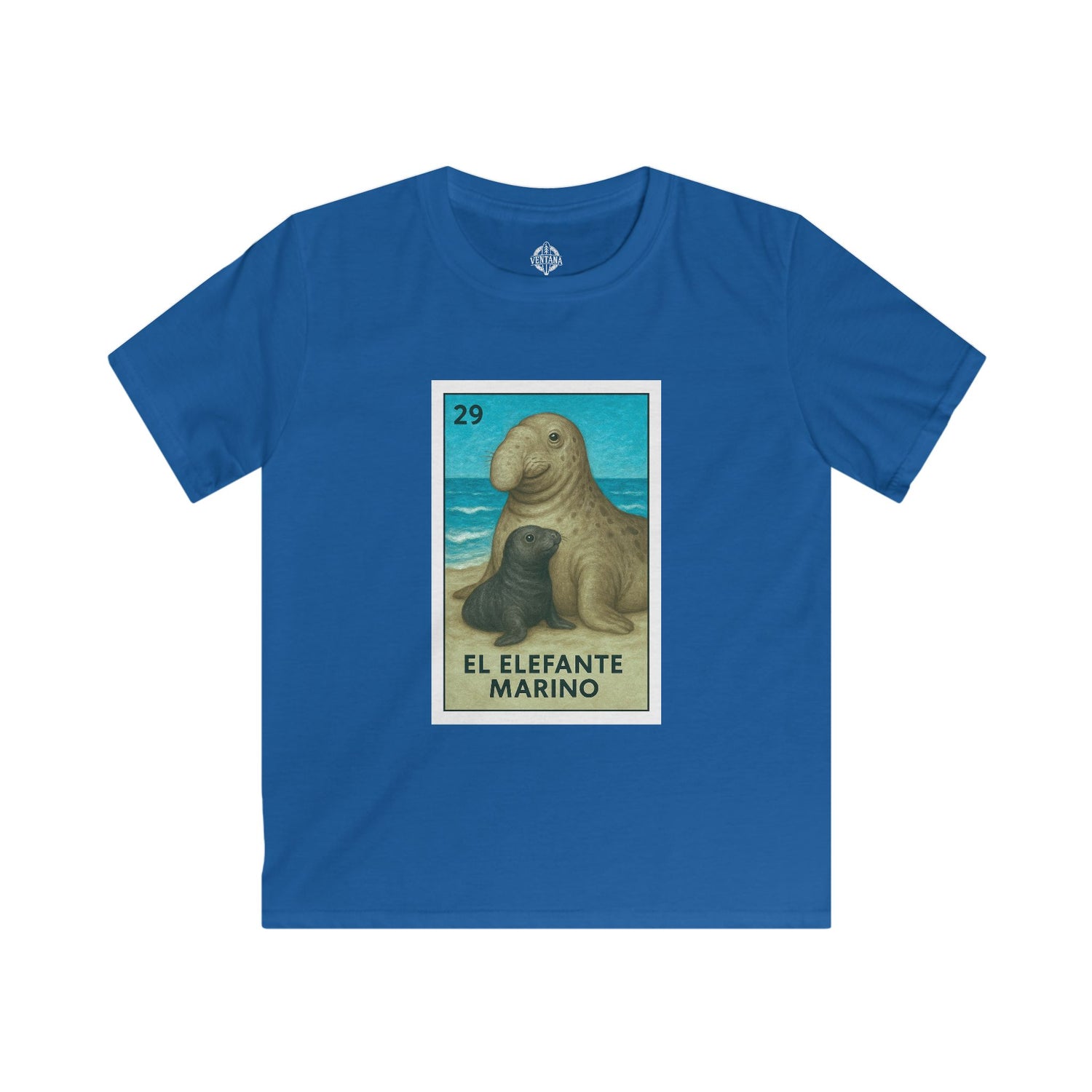 Elephant Seal Lotería Kids - Soft Style U.S. Cotton T-Shirt (El Elefante Marino)