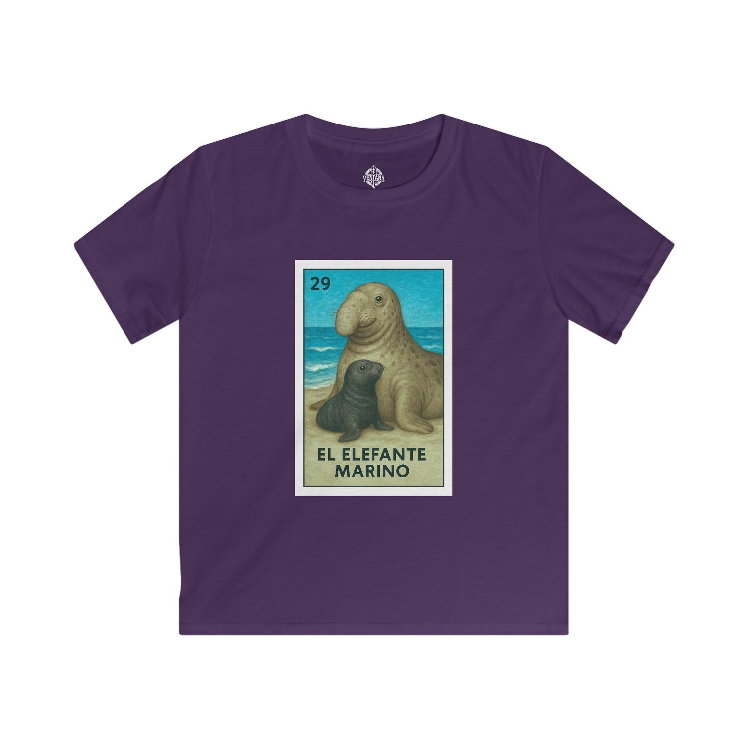 Elephant Seal Lotería Kids - Soft Style U.S. Cotton T-Shirt (El Elefante Marino)