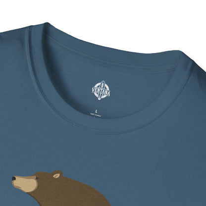 Surfing Grizzly Bear by Fabian Lavater Unisex - Soft Style U.S. Cotton T-Shirt