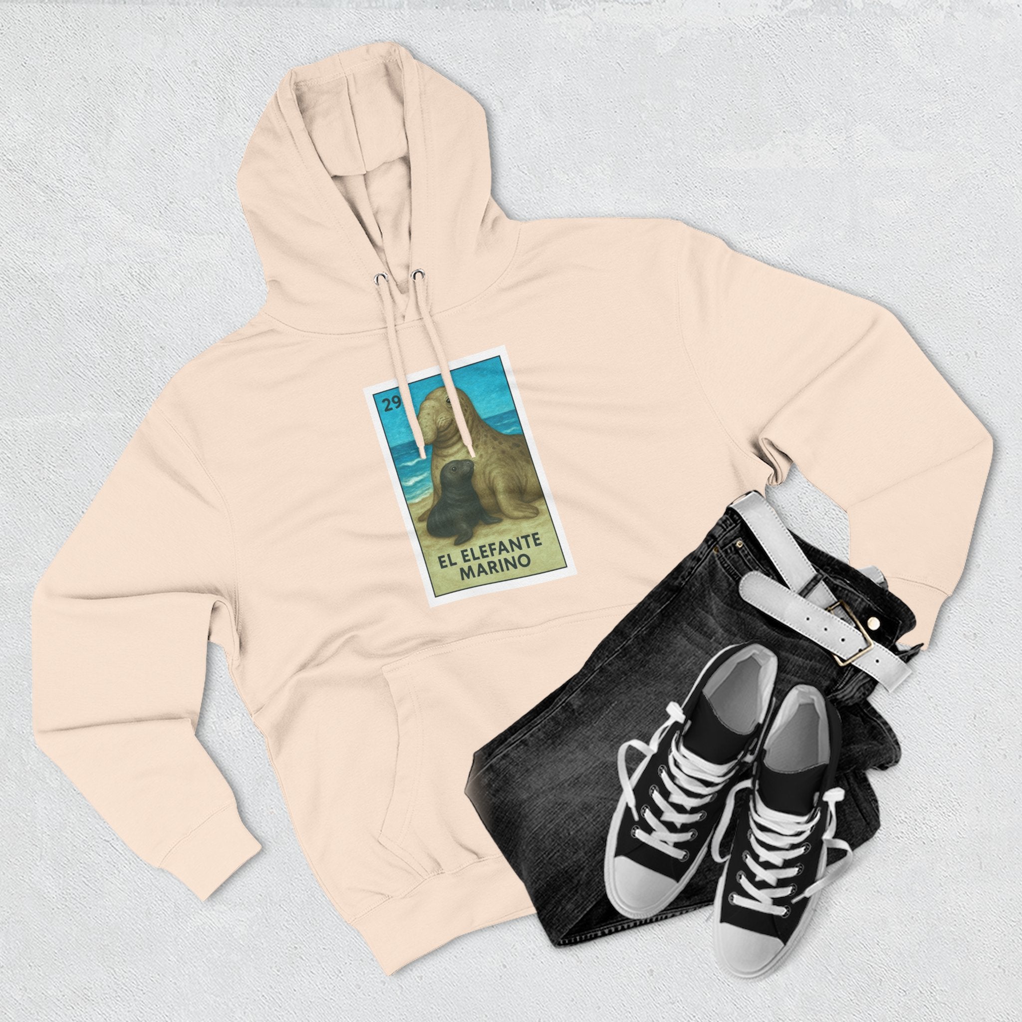 Elephant Seal Lotería Fleece Hoodie