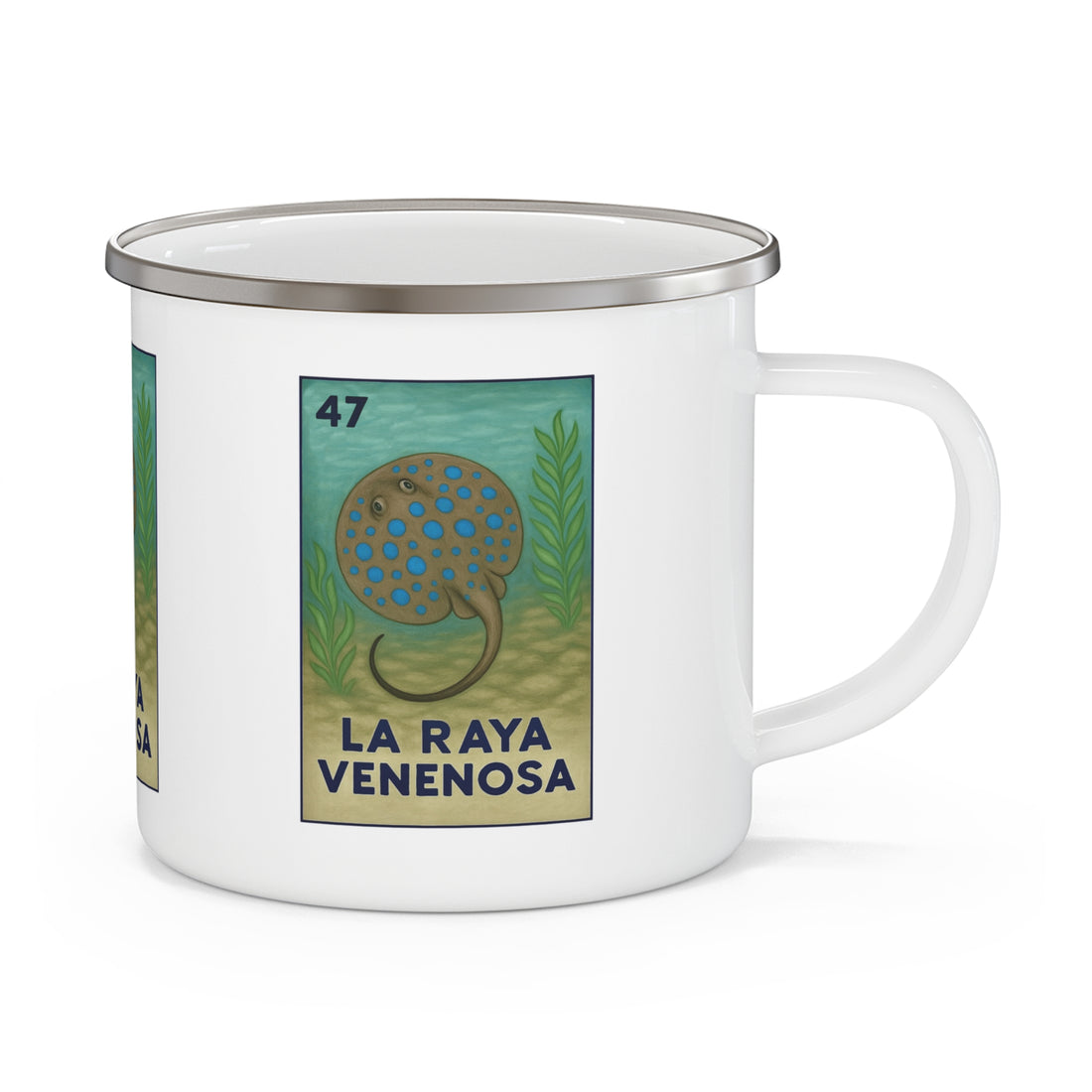 Stingray Lotería Enamel Camping Mug (La Raya Venenosa) (12oz - small)