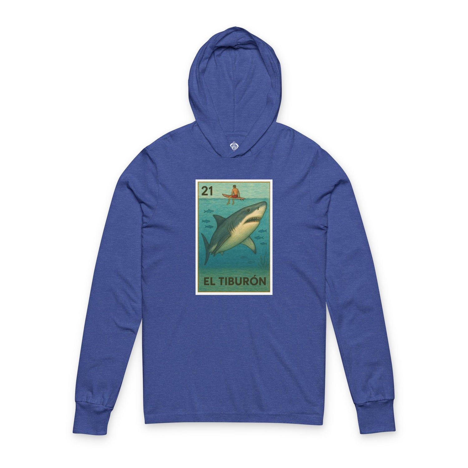 Shark Lotería cotton hooded long sleeve t-shirt image 6