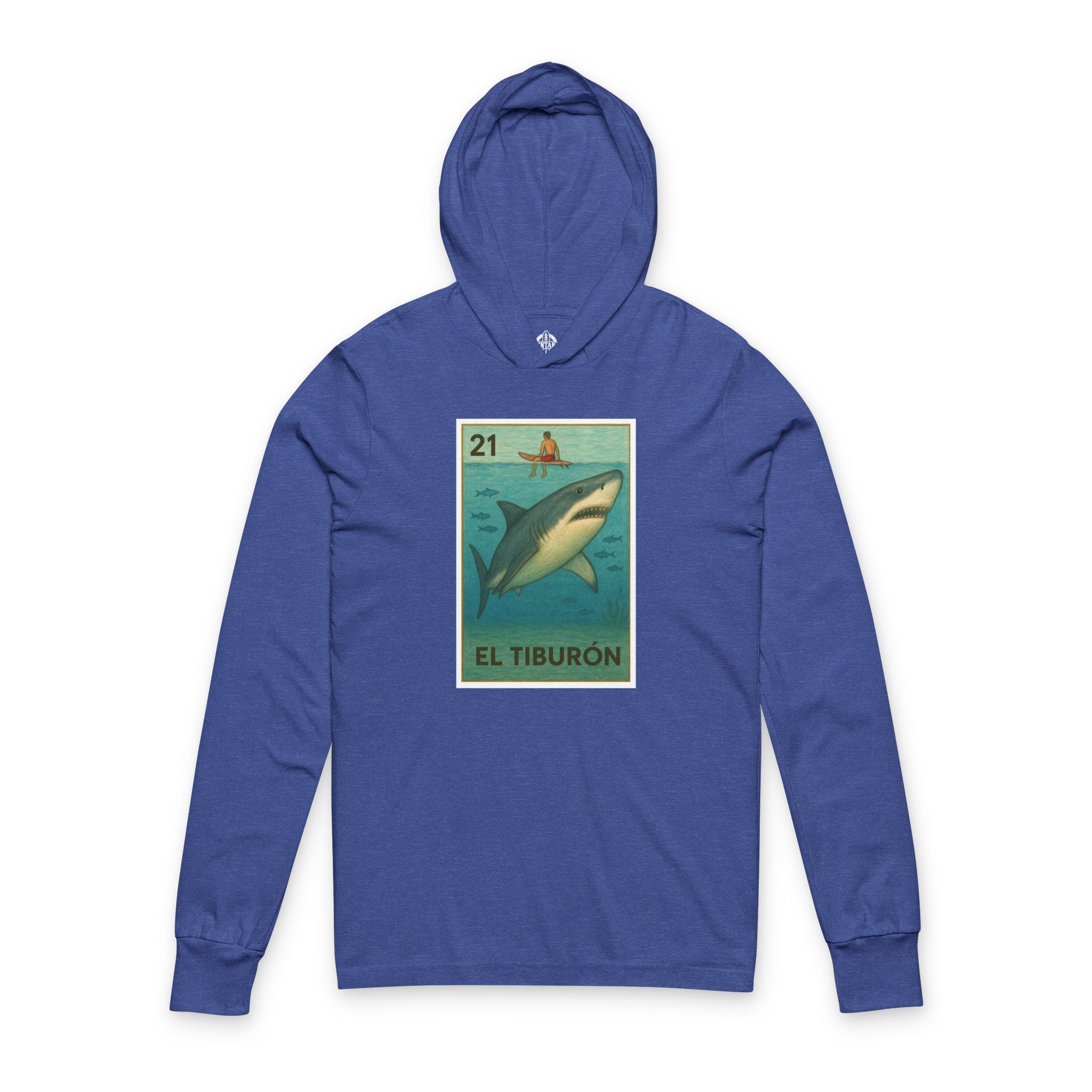 Shark Lotería cotton hooded long sleeve t-shirt image 6